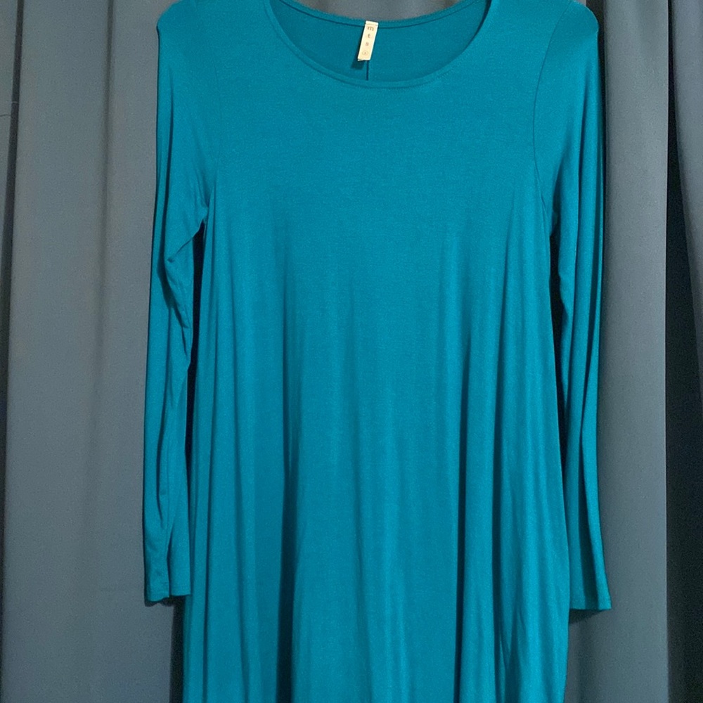 Turquoise long sleeve lightweight dress